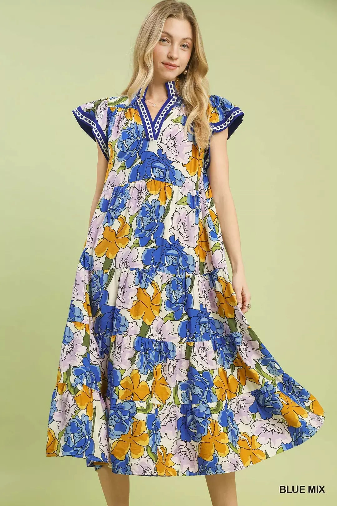 Umgee Mix Bold Floral Tiered Midi Dress – Yseñia Lane