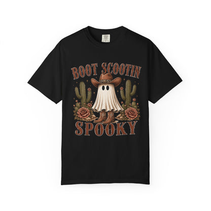 Boot Scootin' Spooky Ghost T-Shirt — Western Halloween Graphic Tee