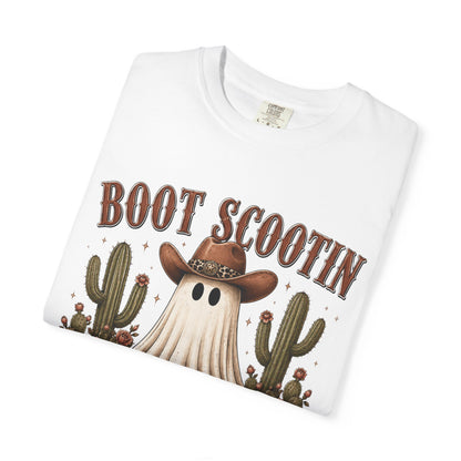 Boot Scootin' Spooky Ghost T-Shirt — Western Halloween Graphic Tee