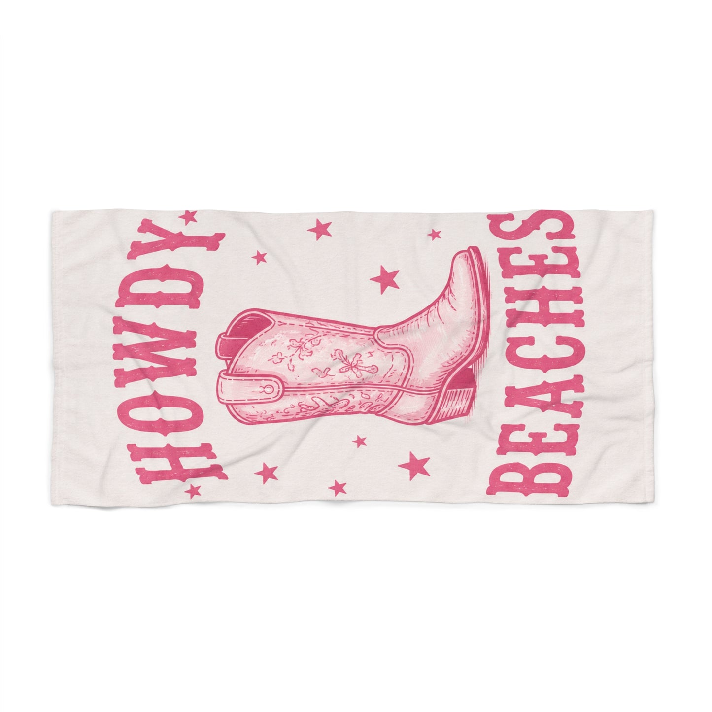 Howdy Beaches Beach Towel — Pink Cowboy Boot Beach Towel