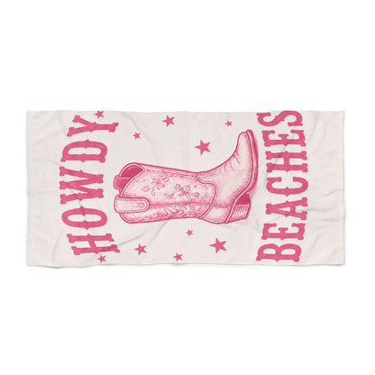 Howdy Beaches Beach Towel — Pink Cowboy Boot Beach Towel