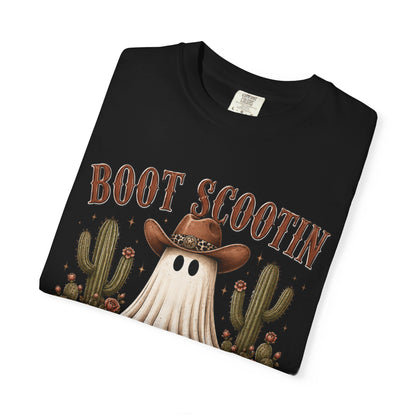 Boot Scootin' Spooky Ghost T-Shirt — Western Halloween Graphic Tee