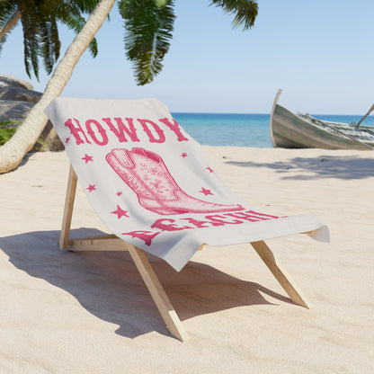 Howdy Beaches Beach Towel — Pink Cowboy Boot Beach Towel