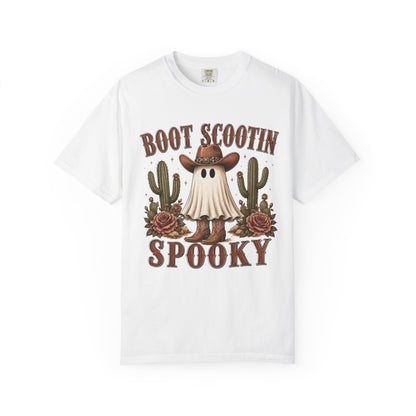 Boot Scootin' Spooky Ghost T-Shirt — Western Halloween Graphic Tee