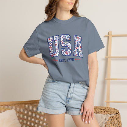 USA Floral Graphic T-Shirt