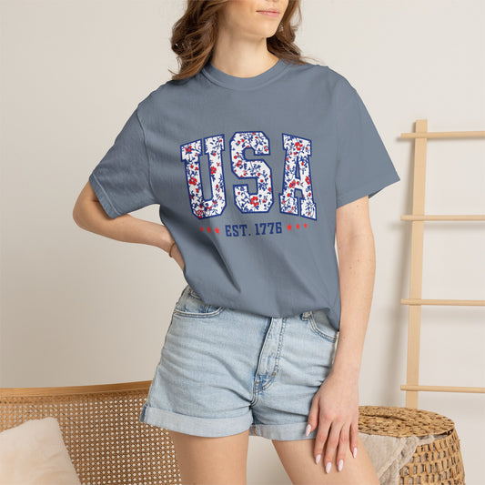 USA Floral Graphic T-Shirt